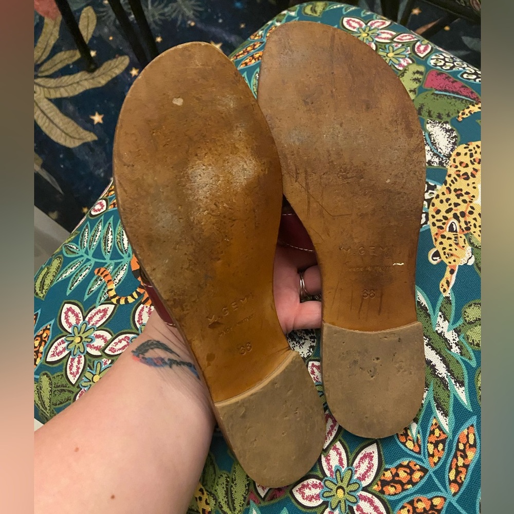 Sold Out M. Gemi Made In Italy Rare Dark Red Leather Lorenza Sandal - Picture 10 of 10